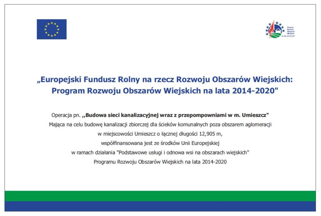 Plakat z informacjami o Europejskim Funduszu Rolnym na Rzecz Rozwoju Obszarów Wiejskich